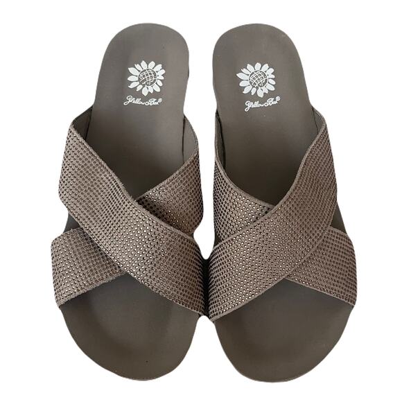 Yellow Box Platform Wedge Sandal - Maxima - Taupe w/Bling - Size 8M - Picture 1 of 12